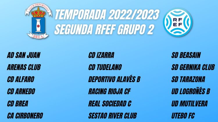 Listado de equipos que participarán la temporada 2022/2023 en el Grupo 2 de 2ª RFEF.
