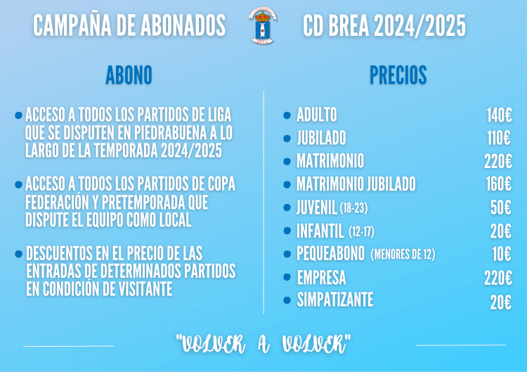 Campaña de abonados CD Brea 2024/25